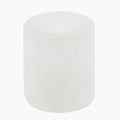 Modern Round Ottoman, Classic Foot Stool Ottoman, Teddy Fleece Upholstered Vanity Stool for Makeup, Bedroom, Living Room, White