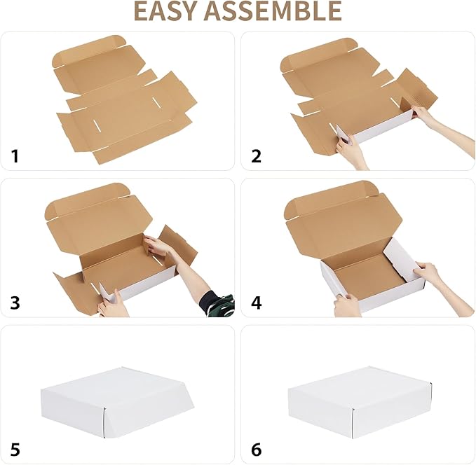 RLAVBL 11x8x2 Shipping Boxes Set of 30, White Corrugated Cardboard Mailer Box for Packing Mailing Small Business
