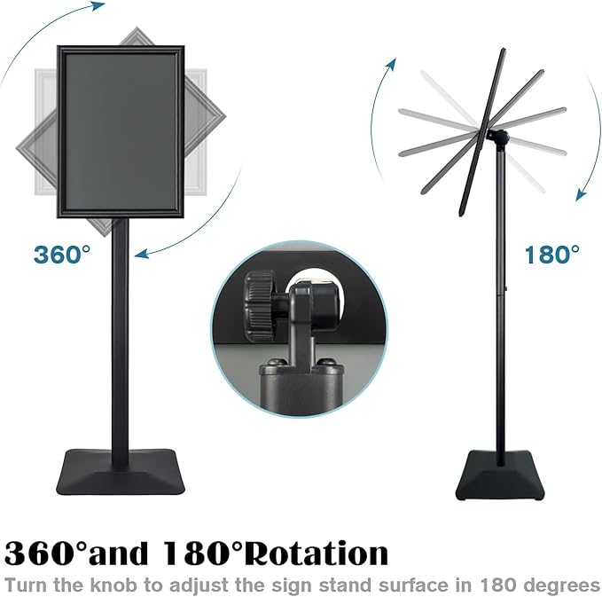 Sign Stand for Display, 11lbs Integrated Rod Heavy Duty Pedestal Floor Signage Stand Holder, for Outdoor or Indoor Advertising (11 x 17, Black)