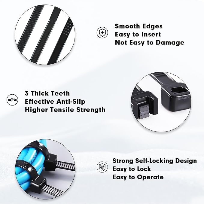 Zip Ties, KAMOTA 1500pcs 16 Inch Heavy Duty Self-Locking Nylon Zip Ties, Black Cable Ties with 50lb Tensile Strength, UV Resistant Cable Tie for Indoor and Outdoor Use