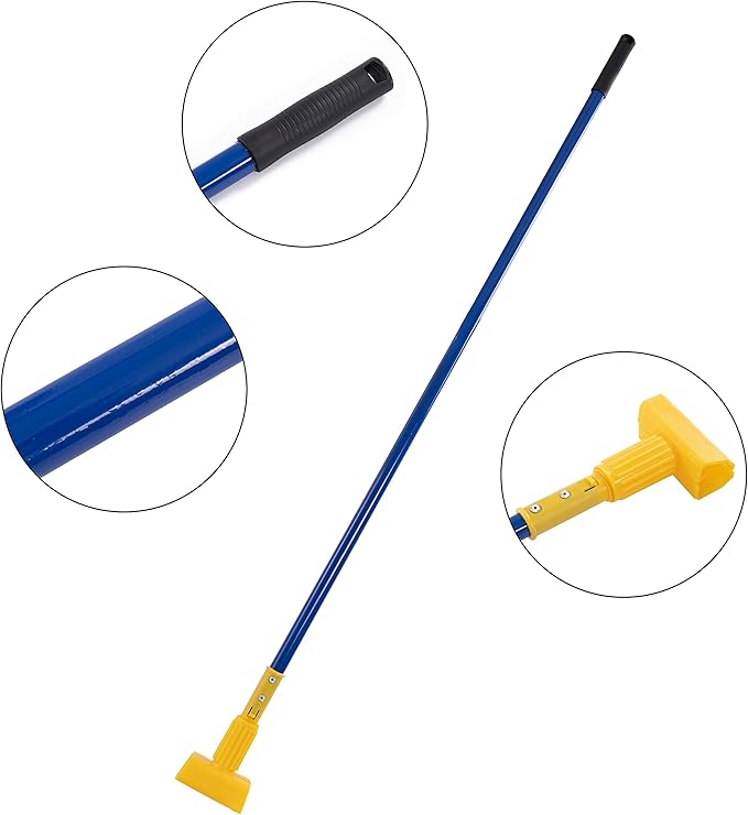 Matthew Cleaning Commercial Quick-Change Iron Mop Handle for Floor Cleaning Heavy Duty Mop Stick Replacement 60inch Jaw Clamp-Style Wet Mop Handle 12 Packs