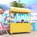 Outdoor Food Vendor Cart with Canopy, Portable Mobile Street Food Stand, Foldable Commercial Vending Trolley Kiosk for Markets and Events(Yellow,47.2in)
