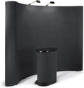10-Foot-Wide Curved Pop-Up Trade Show Portable Display Booth with Podium Travel Case - Black