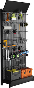Metal Pegboard Shelf - Peg Board Display Stand with 30 Hooks, 85x36x13 in, Portable Garage Pegboard Organizer Retail Display Rack for Craft Shows,Kitchen Decoration, Mobile Phone Shop/Black