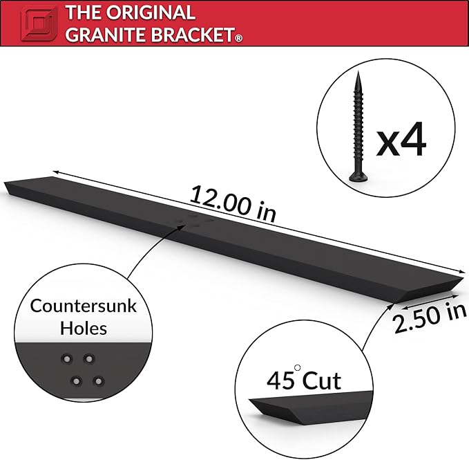 The Original Granite Bracket Flat Wall Aluminum Countertop Support Bracket (12) 1 Count,American Made, Countertop Support, Kitchen Projects, Outdoor Projects, Commercial Spaces, DIY Home Renovations