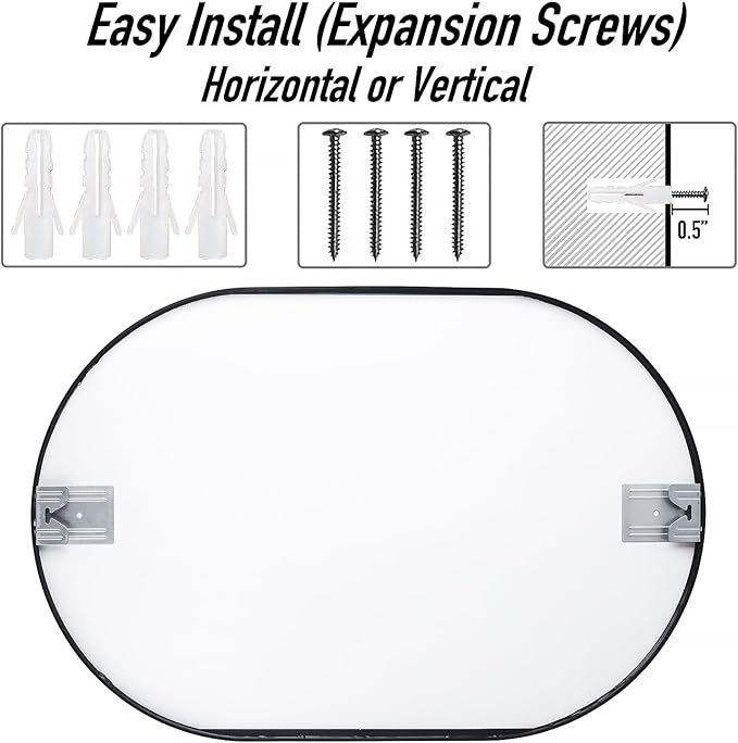 30x20 Mirror Runway Oval Wall Mounted Aluminum Alloy Metal Frame Rectangle Mirrors for Entryway Bedroom Bathroom Living Room 30 20 inch Silver
