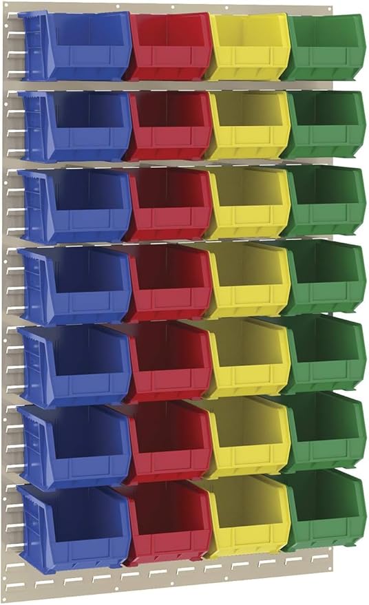 Akro-Mils 30239 AkroBins Plastic Storage Bins, Space-Saving Stackable Bins for Garage, Pantry, Craft Organization, 11-" x 8-" x 7-", Red, 6-Pack
