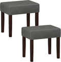 Two Leather Vanity Stool, 18.7 Inch Wide Rectangle Ottoman Bench for Makeup Room, A Set Vanity Chair with Wood Legs for Piano Room, Bedroom,Living Room with Customizable (Gray)