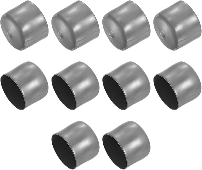 uxcell 10pcs Rubber End Caps 53mm ID Vinyl Round End Cap Cover Screw Thread Protectors Dark Grey