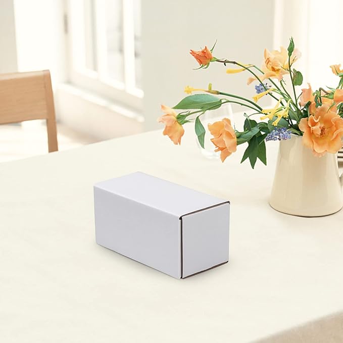 HORLIMER Shipping Boxes Set of 50, Small Corrugated Cardboard Box Literature Mailer, (White, 4.6" x 2.2" x 2.2")