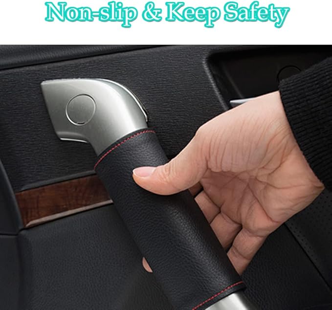 Grab Handle Cover, Soft Handle Protector, Grip Gloves, PU Leather Material, Interior Accessories for Most Cars, 2Pcs