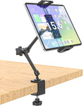 Metal Kitchen Tablet Stand, Fit for 6.1-15.6" Devices, Magic Long Arm Mount for Cabinet, Desk, Table, with 360° Foldable Rotation Aluminum Holder, Compatible with iPad Pro/Air/Mini, Galaxy Tab