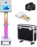 Photo Booth Machine 15.6 inch Selfie Portable Touch Screen Photobooth with RGB Light,Mirror Photo Booth with Flight Case for Wedding Party Events (Machine+Camera+Mini Printer)
