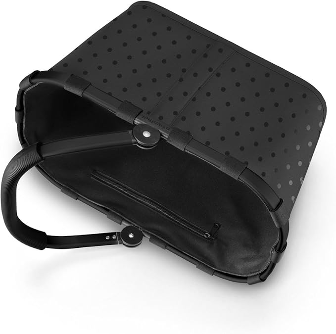 reisenthel carrybag glossy dots black - Sturdy shopping basket with plenty of storage space and practical inner pocket - Elegant and water-repellent design