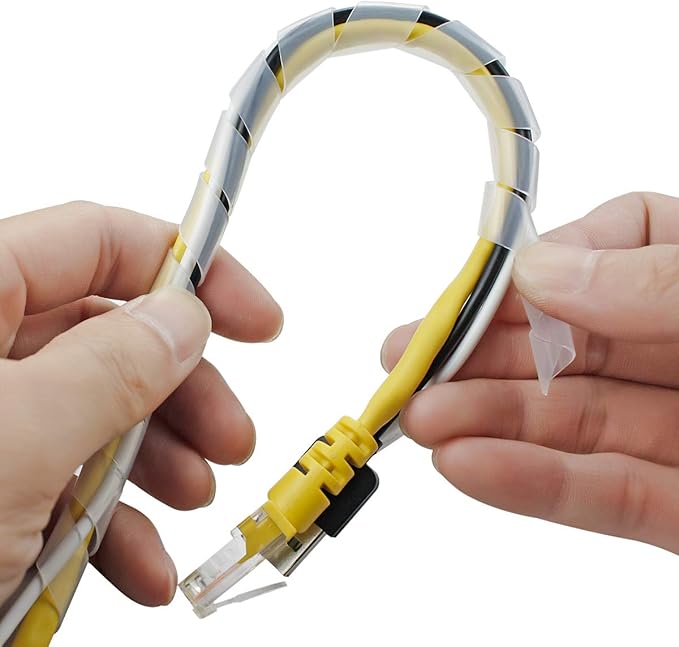 20Ft XHF 1/2" Clear Spiral Cable Wrap 12mm(Wrapping Range:9mm-65mm) Cord for Computer Electrical Wire Organizer Sleeve Hose RoHS