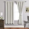 JIUZHEN Blackout Curtains for Bedroom - Thermal Insulated Room Darkening Rod Pocket Curtains for Living Room, Set of 2 Panels with Tiebacks, 38 x 72 Inch Length, Ivory