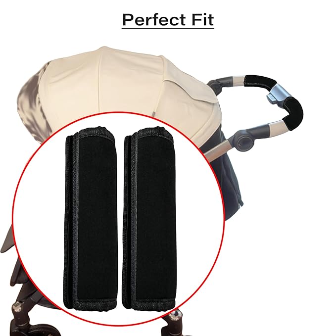 2Pcs 6.3 * 5.51inches Stroller Handlebar Cover,Pushchair Armrest Handle Protector Cover,Pram Bumper Bar Dustproof Handle Gloves Replacement Removable Universal Protective Case Grip Bar Covers