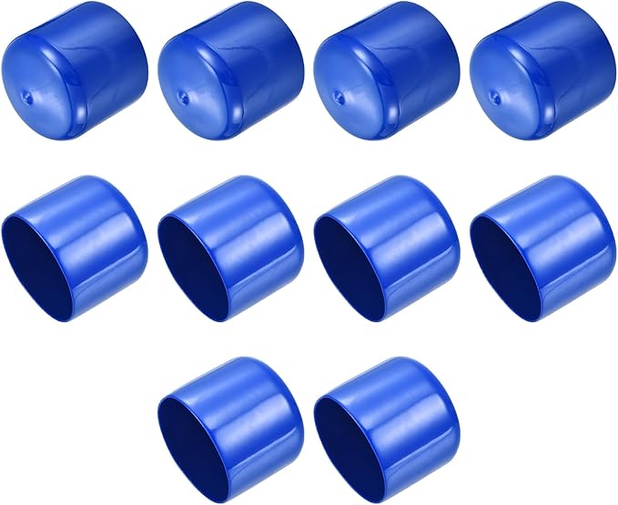 uxcell 10pcs Rubber End Caps 50mm(2") ID Vinyl Round End Cap Cover Screw Thread Protectors Blue