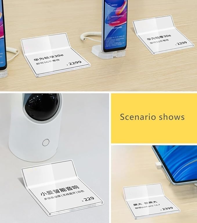 Acrylic Sign Holder Price Tag Displays Table Top Sign Stand (B：100*130mm/3.94*5.12 inches)