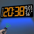 JoFomp 17.3" Large Digital Wall Clock, LED Digital Clock Large Display with Remote Control, Alarm Clock with Temp/DST/Dimmer/Humidity/Timer/Ambient Light - 12/24H, Alarm Wall Clock for Bedroom