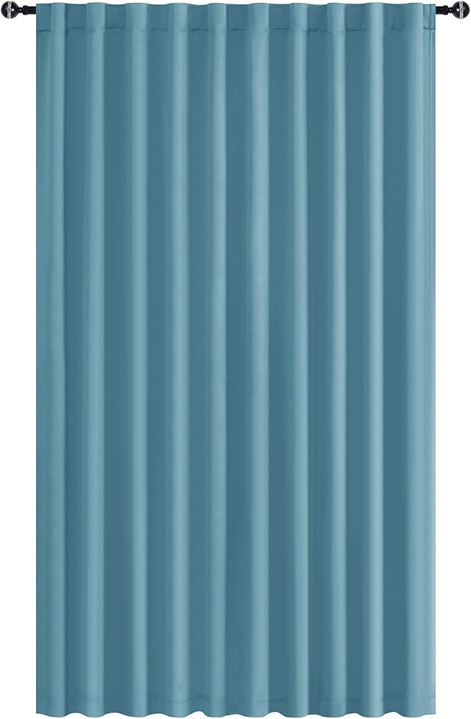 Hiasan Room Divider Curtains Patio Sliding Door Blackout Curtain Privacy Room Thermal Insulated Noise Reduction Panel with Back Tab & Rod Pocket for Bedroom Partition(80 x 84 Inches, Stone Blue)