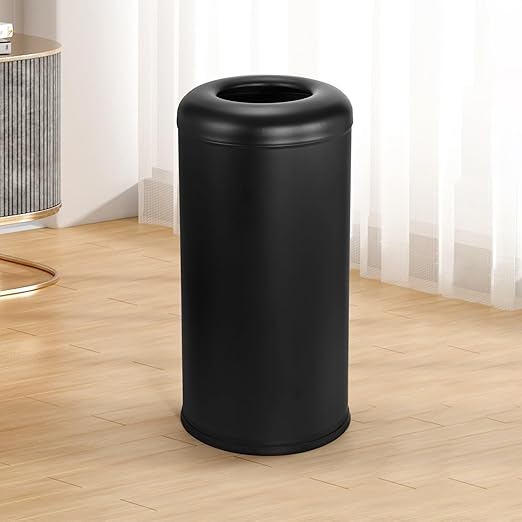BEAMNOVA Commercial Trash Can 16.5 Gal Open Top Black Outdoor Indoor Garbage Enclosure Inner with Lid Inside Bucket 15 * 30.7 inch Stainless Steel Industrial Waste Container