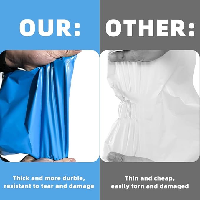 POLYSELLS 100 pcs 14.5x19 Inches Blue Poly Mailers Shipping Envelopes, Strong Adhesive Sealing, Waterproof, and Tear-resistant Postal Mailing Bags for Clothing, Books, and Accessories