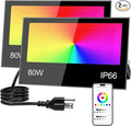 Remon LED Flood Light Outdoor 800W Equivalent 8000LM Smart RGB Landscape Lighting with APP Control, DIY Scenes - Timing - Warm White 2700K - Color Changing Uplight, IP66 Waterproof, 43 Modes (2 Pack)