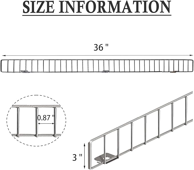 10 Pcs 36" * 3" Silver Retail Gondola Shelf Front Wire Fence Guard Rail - Display Enhancer for Retail Stores, Sturdy Shelf Guardrail