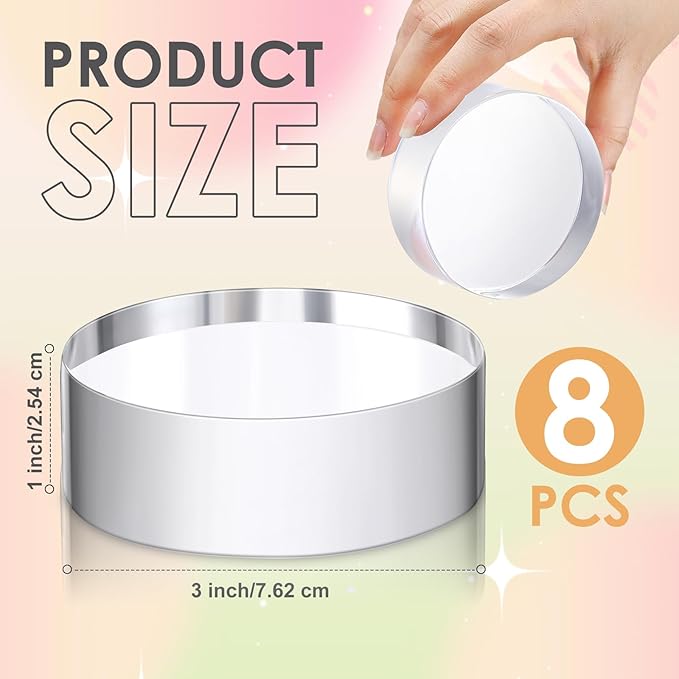 Remerry 8 Pcs Acrylic Round Blocks for Display Clear Polished Blocks for Display Clear Acrylic Edge Polished Base Display Riser for Table Showing Cosmetics Collectibles Figures(3 x 3 x 1 Inches)