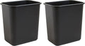 United Solutions 7 Gallon / 28 Quart Space Saving Trash Wastebasket, Fits Under Desk and Small, Narrow Spaces in Commercial, Kitchen, Home Office, and Dorm, Easy to Clean, Black, (WB0338) (Pack of 2)