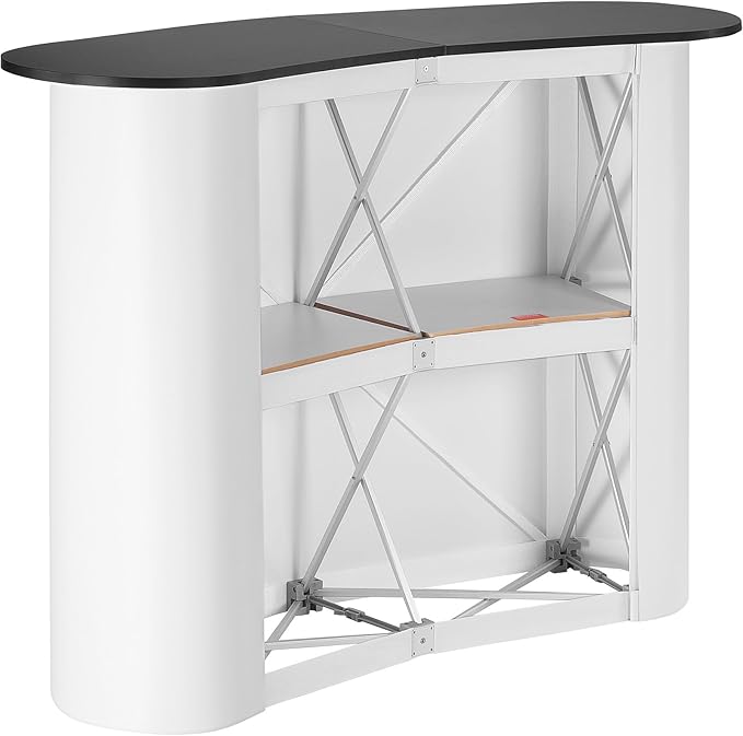 VEVOR Portable Tradeshow Podium Table, 51.18" x 18.31" x 37.4", Display Exhibition Counter Stand Booth Fair with Wall, Foldable Promotion Retail Bar Table Pop Up Podium with Storage Rack, Carrying Bag
