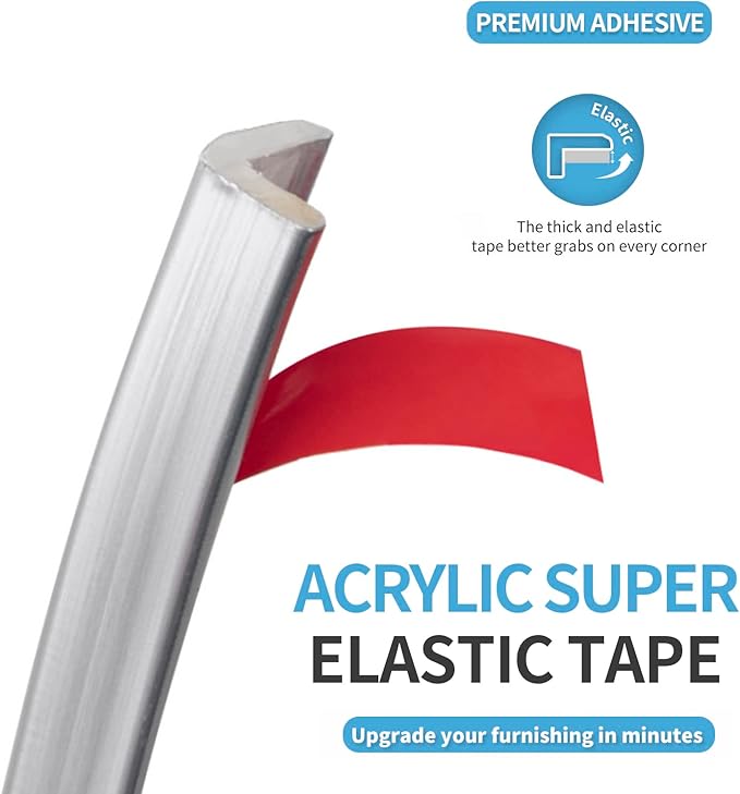 Art3d 20ft Outside Vinyl Corner Trim Peel and Stick for Tile and Wall Edges, Furniture Decoration Glittery Silver