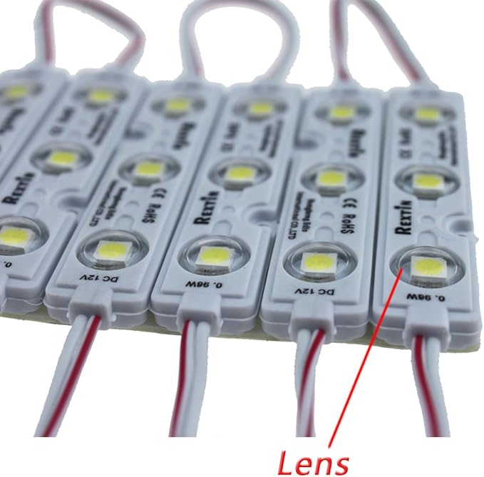 REXTiN Super Bright 200pcs 3 LED Module RED 5050 SMD 66-72LM Each Module Waterproof Decorative Light for Letter Sign Advertising Signs with Tape Adhesive Backside 3 Years Warranty