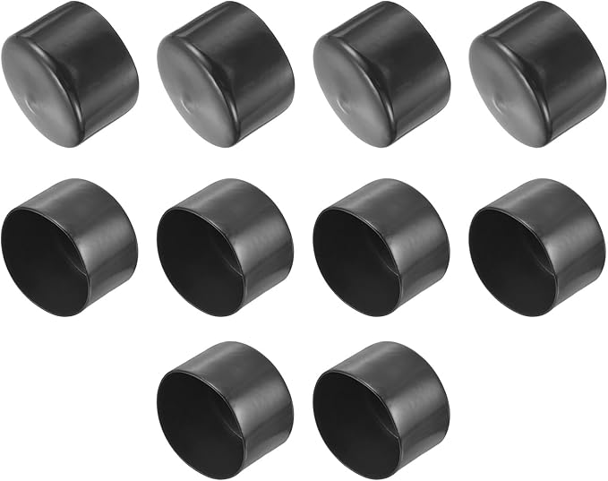 uxcell 10pcs Rubber End Caps 65mm(2 9/16") ID Vinyl Round End Cap Cover Screw Thread Protector Dark Grey