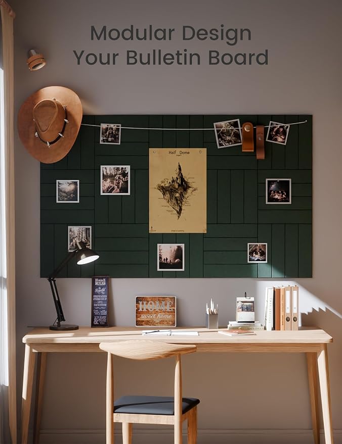 Large Felt Bulletin Board 36"x24" Cork Board Alternative - 6 Pack with 40 Safe Removable Adhesive Tabs, Cork Boards for Walls Cork Board for Home Office Classroom Pin Board- Pine Green