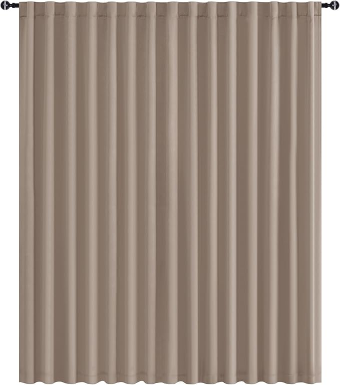 Hiasan Privacy Room Divider Patio Sliding Door Curtain Extra Wide Blackout Thermal Insulated Curtains with Back Tab & Rod Pocket for Bedroom Partition Living Room (120 x 96 Inches, Camel)