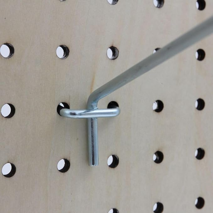 SSWBasics 8 inch Chrome Pegboard Hooks - Peg Hooks fits in 1/4" or 1/8" holes (20 Pack)- Chrome Metal Pegboard Hooks - Durable Peg Board Hooks for Retail and Home - Peg Board Tool Hangers for Organized Storage