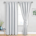 JIUZHEN Curtains for Bedroom - Thermal Insulated Room Darkening Noise Reducing, 52 x 84 Inch Blackout Curtains for Living Room, Light Blocking Drapes Set of 2 Panels with Tiebacks, Greyish White