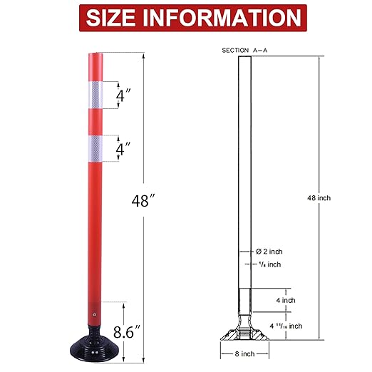 48" Traffic Cones 8-Pack with Heavy-Duty Spring Base - Road Safety & Parking Lot Delineators for Construction Zones, Highways - OrangeStar