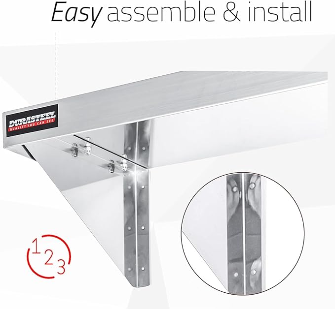 DuraSteel Stainless Steel Shelf - 48 Inch Wide x 14 Deep Commercial NSF Mounted Metal Wall Shelf Pantry Organizer Garage Storage Shelves - Rack Shelving Restaurant Kitchen Units Laundry Utility Room