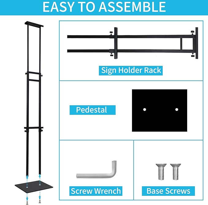 Poster Stand Heavy Duty - 4 Pack Double Sided Poster Board Stand with Base Adjustable Poster Stands for Display Banner Foam Free Standing Pedestal Sign Holder Floor Stand Outdoor Black
