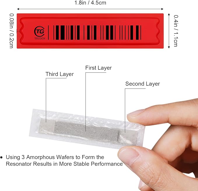 5000 Pieces of 58 kHz Acousto-Magnetic (AM) Security Tag Labels, Compatible with 58 kHz EAS Systems. Features Simulated Barcodes
