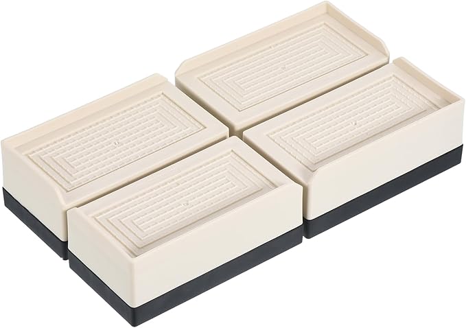 uxcell Furniture Risers 1.5 Inch, 4Pcs Rectangle Bed Risers Adjustable Couch Riser for Extender for Bed Desk Sofa Table Lift Support Up to 1300Lbs, Beige
