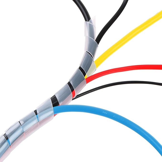 65FT XHF 4mm(Wrapping Range:1.5mm-10mm) Clear Spiral Cable Wrap Cord for Computer Electrical Wire Organizer Sleeve Hose RoHS