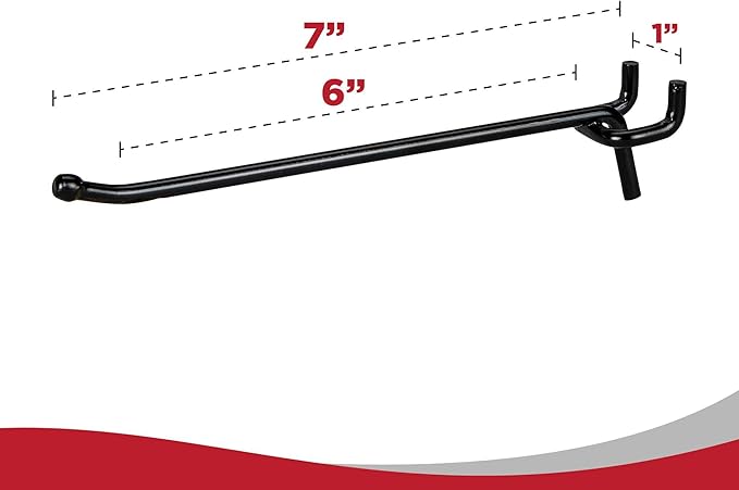 Presa Heavy Duty Black Steel Peg Board Shelving Hooks, 6-Inch, 50-Pack