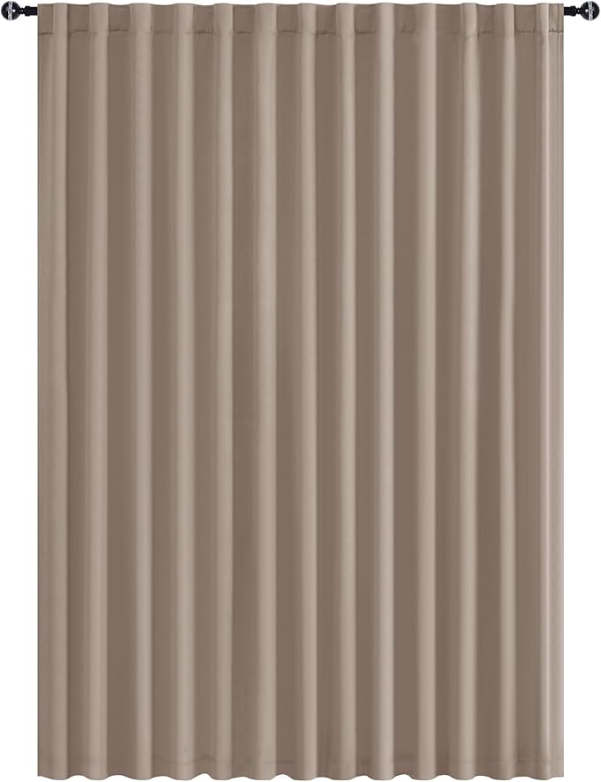 Hiasan Patio Sliding Room Divider Door Curtains - Extra Wide Privacy Room Thermal Insulated Blackout Curtain with Back Tab & Rod Pocket for Bedroom Partition(100 x 108 Inches, Camel)