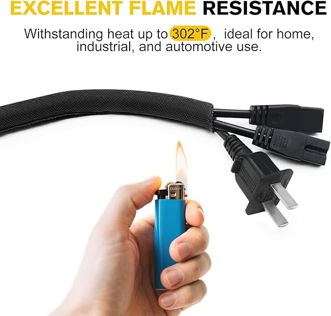 Cord Protectors from Pets No Chew, Ultra Durable Wire Protector Cord Covers for Pets, Flexible Cable Sleeve Cord Management for TV/Computer/Electric Wires/Phone Charging Cables (1/4"-10Feet)