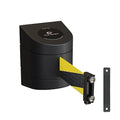 Crowd Control Warehouse - CCW Series WMB-220 Magnetic Wall Mount Retractable Belt Barrier - 15 Foot, Black and Yellow Diagonal Belt with Black ABS Case