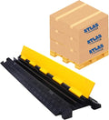 Kable Kontrol Atlas Cable Protector Wire Ramp - 2 Channel Bulk Wholesale Pallet - 20 Pcs - 39" Long Black & Yellow - 20,000 Lbs Load Capacity - Rubber Speed Bump Wire Protector Cord Cover - CP9972